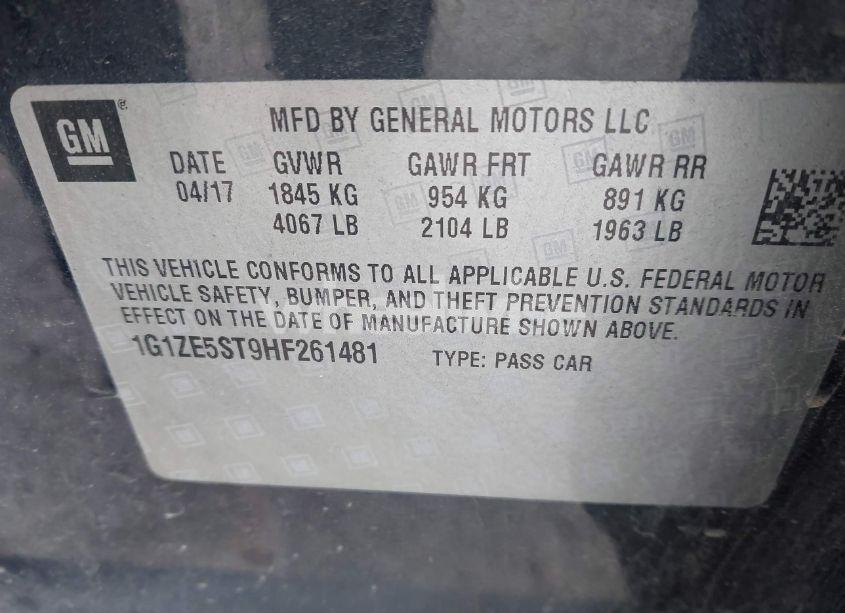 Photo 9 of 2017 Chevrolet Malibu 1LT (VIN 1G1ZE5ST9HF261481)