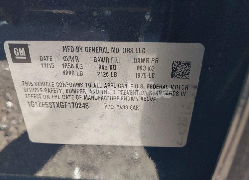 Photo 9 of 2016 Chevrolet Malibu 1LT (VIN 1G1ZE5STXGF170248)