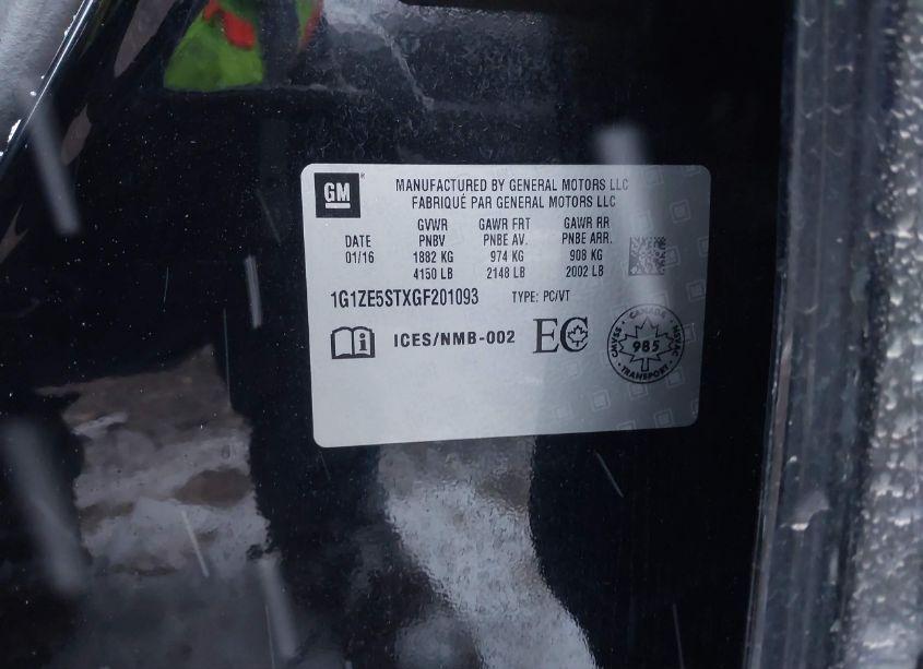 Photo 9 of 2016 Chevrolet Malibu 1LT (VIN 1G1ZE5STXGF201093)