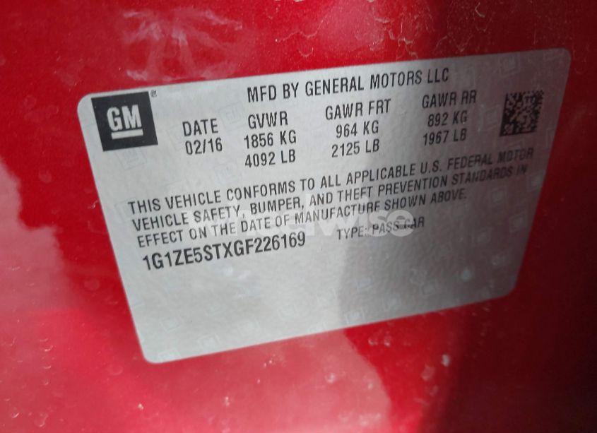 Photo 9 of 2016 Chevrolet Malibu 1LT (VIN 1G1ZE5STXGF226169)