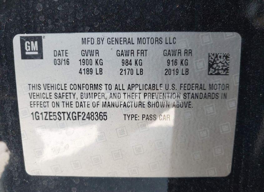 Photo 9 of 2016 Chevrolet Malibu 1LT (VIN 1G1ZE5STXGF248365)