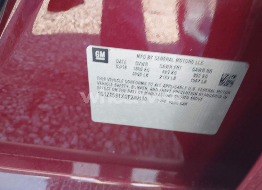 Photo 9 of 2016 Chevrolet Malibu 1LT (VIN 1G1ZE5STXGF249130)