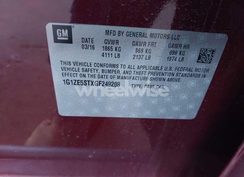 Photo 9 of 2016 Chevrolet Malibu 1LT (VIN 1G1ZE5STXGF249208)