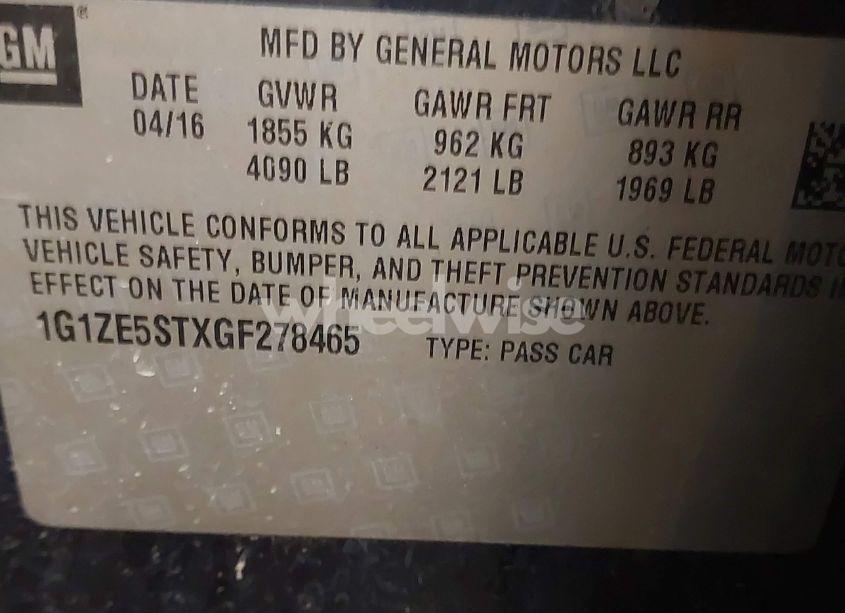 Photo 9 of 2016 Chevrolet Malibu 1LT (VIN 1G1ZE5STXGF278465)