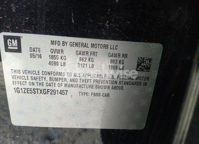 Photo 9 of 2016 Chevrolet Malibu 1LT (VIN 1G1ZE5STXGF291457)