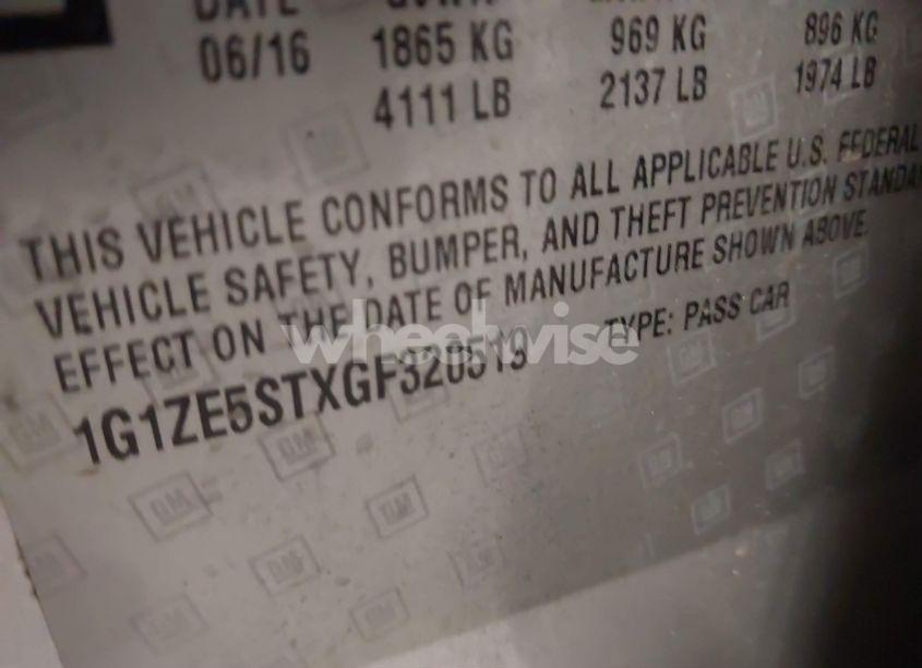 Photo 9 of 2016 Chevrolet Malibu 1LT (VIN 1G1ZE5STXGF320519)