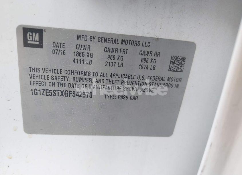 Photo 9 of 2016 Chevrolet Malibu 1LT (VIN 1G1ZE5STXGF342570)