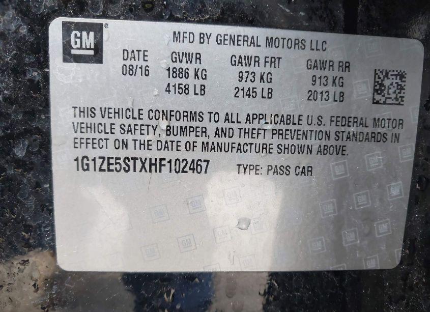 Photo 9 of 2017 Chevrolet Malibu 1LT (VIN 1G1ZE5STXHF102467)