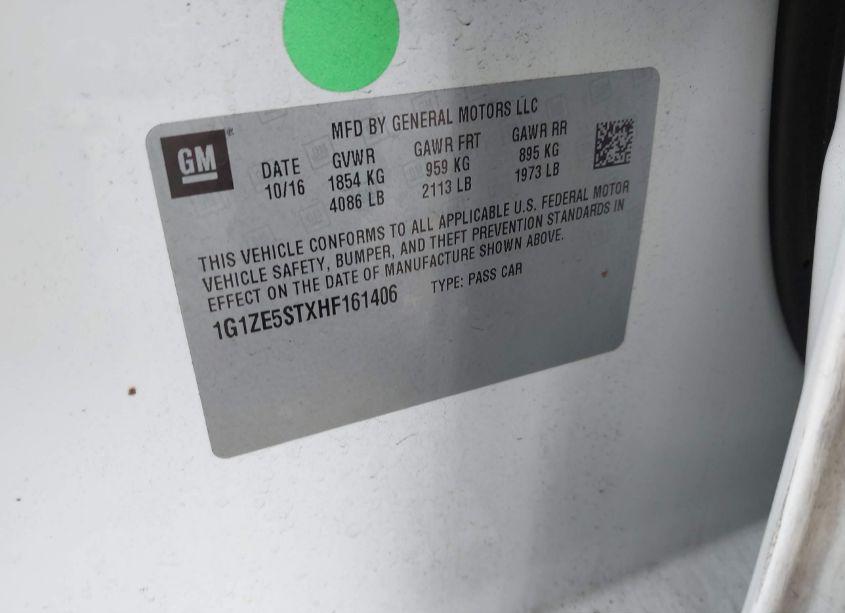 Photo 9 of 2017 Chevrolet Malibu 1LT (VIN 1G1ZE5STXHF161406)