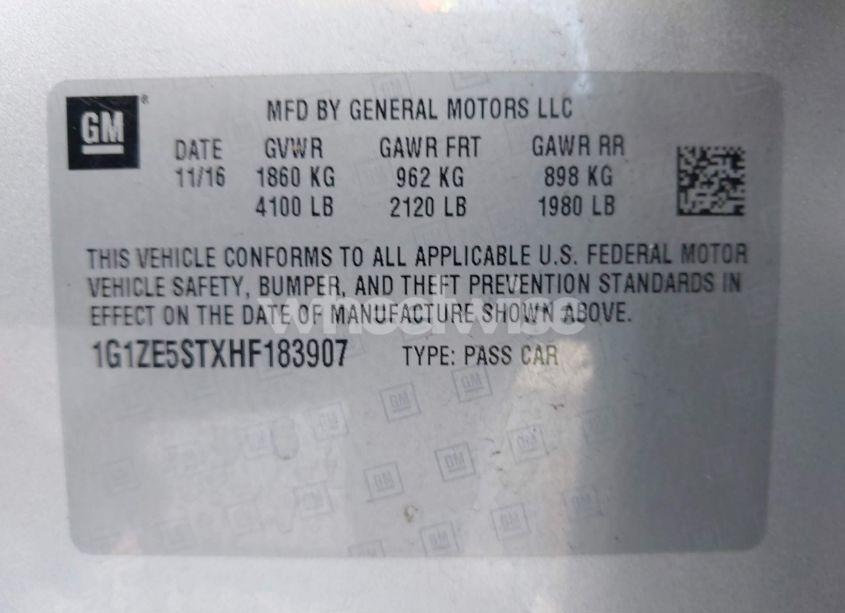 Photo 9 of 2017 Chevrolet Malibu 1LT (VIN 1G1ZE5STXHF183907)