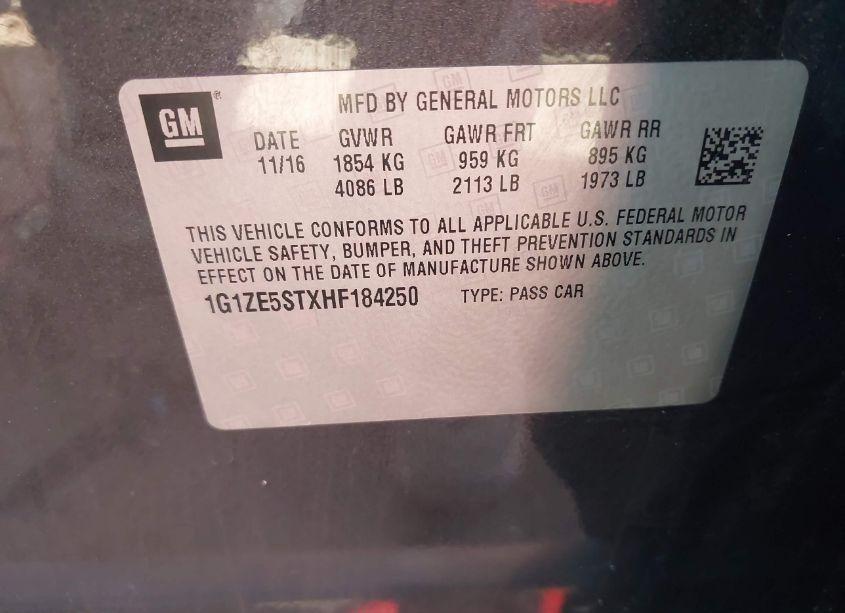 Photo 9 of 2017 Chevrolet Malibu 1LT (VIN 1G1ZE5STXHF184250)