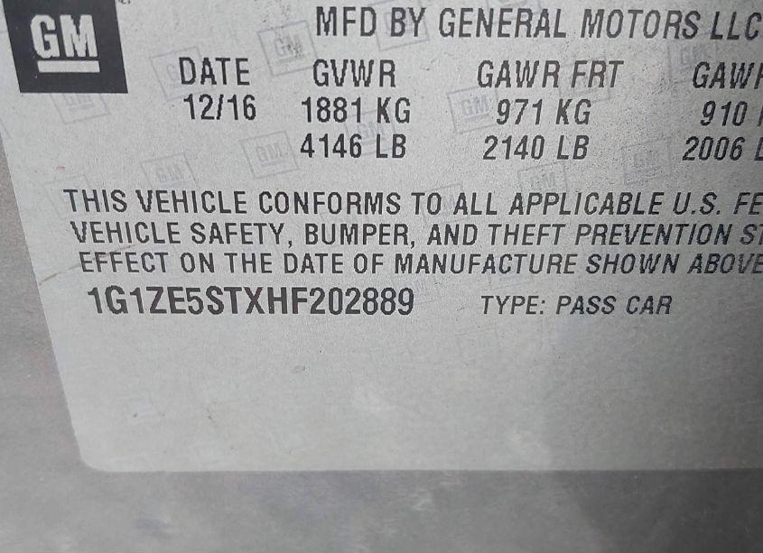 Photo 9 of 2017 Chevrolet Malibu 1LT (VIN 1G1ZE5STXHF202889)