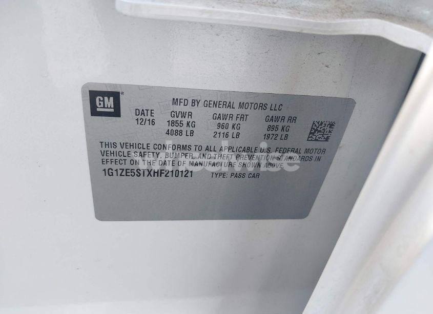 Photo 9 of 2017 Chevrolet Malibu 1LT (VIN 1G1ZE5STXHF210121)