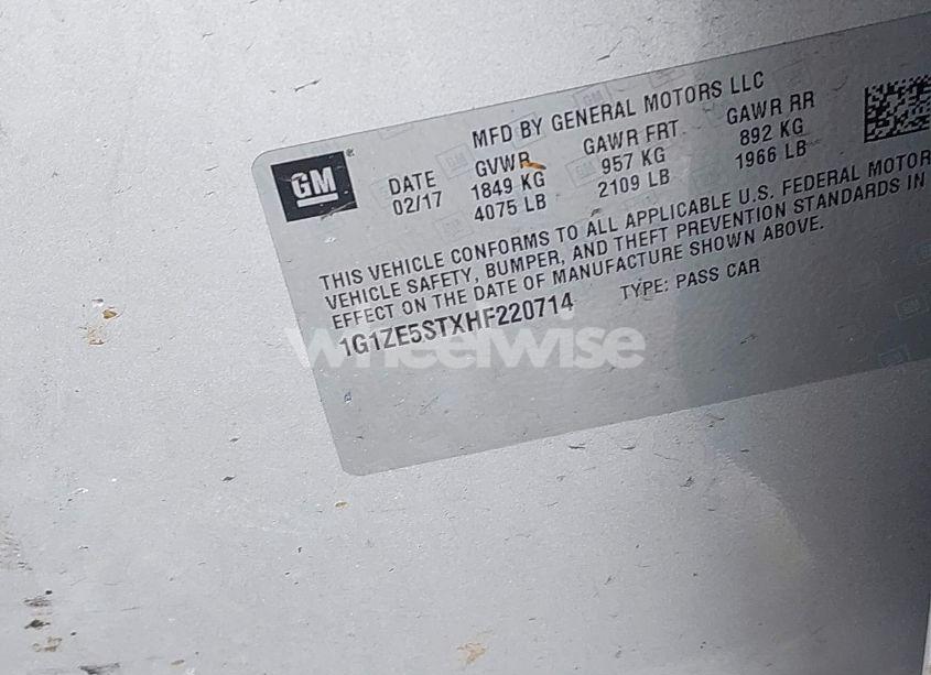 Photo 9 of 2017 Chevrolet Malibu 1LT (VIN 1G1ZE5STXHF220714)