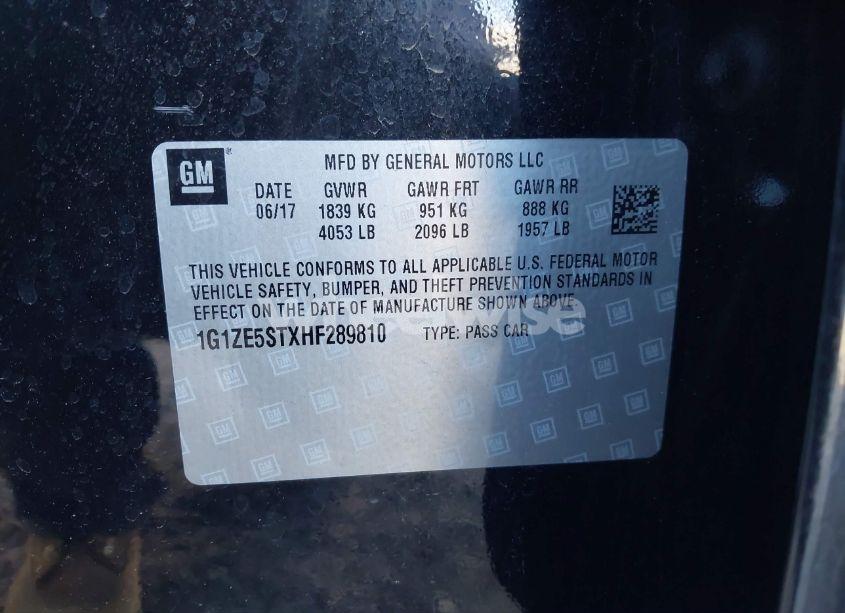 Photo 9 of 2017 Chevrolet Malibu 1LT (VIN 1G1ZE5STXHF289810)