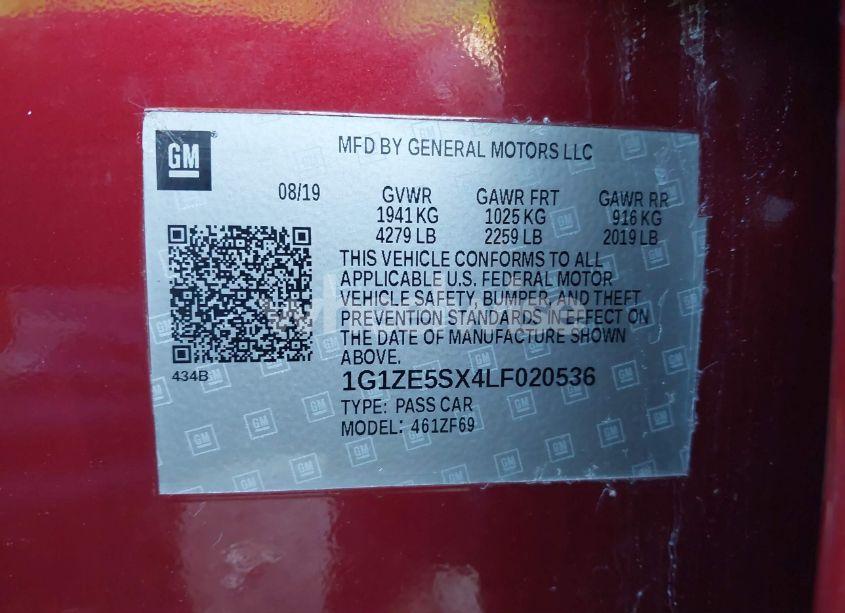 Photo 9 of 2020 Chevrolet Malibu FWD PREMIER (VIN 1G1ZE5SX4LF020536)