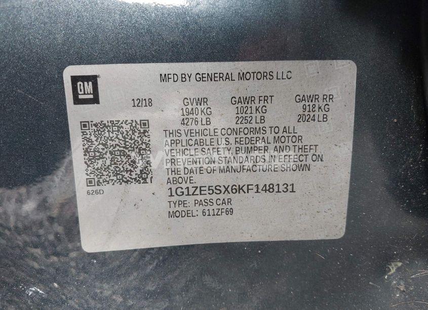 Photo 9 of 2019 Chevrolet Malibu PREMIER (VIN 1G1ZE5SX6KF148131)