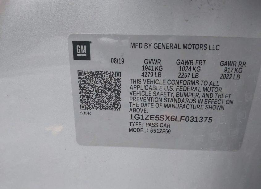 Photo 9 of 2020 Chevrolet Malibu FWD PREMIER (VIN 1G1ZE5SX6LF031375)