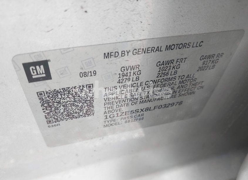 Photo 9 of 2020 Chevrolet Malibu FWD PREMIER (VIN 1G1ZE5SX8LF032978)