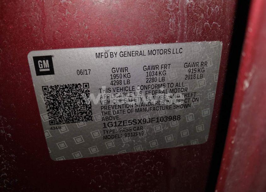 Photo 9 of 2018 Chevrolet Malibu PREMIER (VIN 1G1ZE5SX9JF103988)