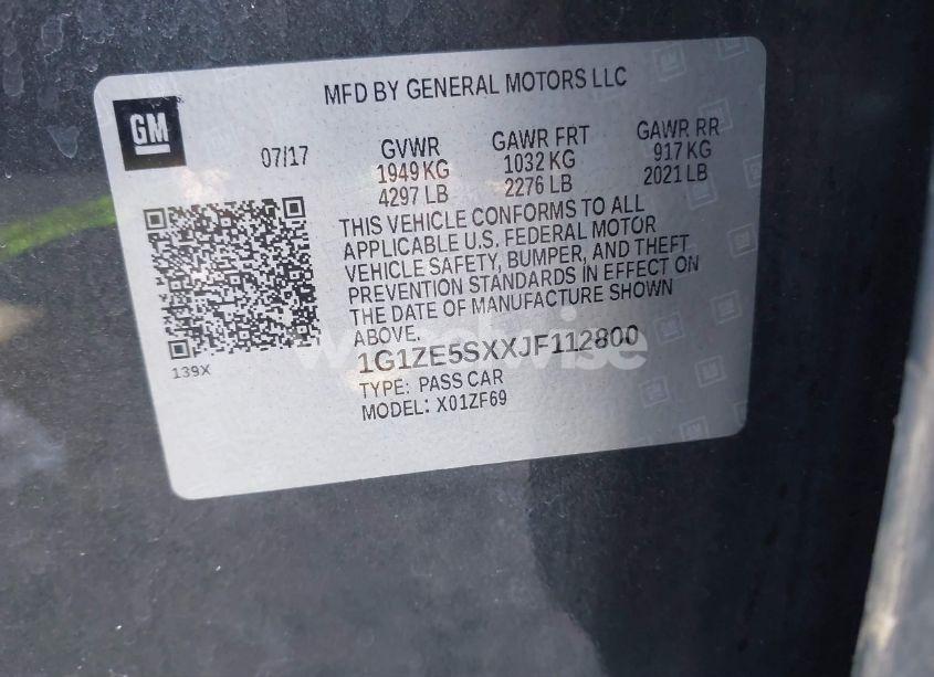 Photo 9 of 2018 Chevrolet Malibu PREMIER (VIN 1G1ZE5SXXJF112800)