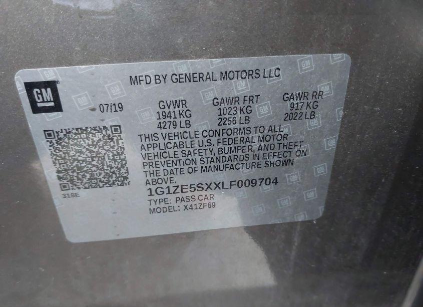 Photo 9 of 2020 Chevrolet Malibu FWD PREMIER (VIN 1G1ZE5SXXLF009704)