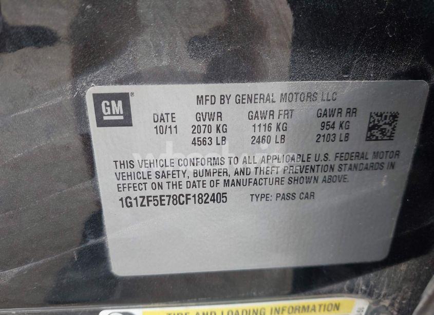 Photo 9 of 2012 Chevrolet Malibu 3LT (VIN 1G1ZF5E78CF182405)