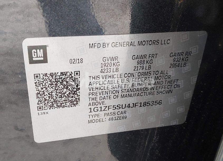 Photo 9 of 2018 Chevrolet Malibu HYBRID (VIN 1G1ZF5SU4JF185356)