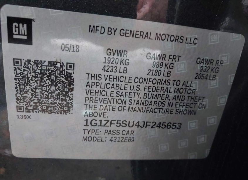 Photo 9 of 2018 Chevrolet Malibu HYBRID (VIN 1G1ZF5SU4JF245653)