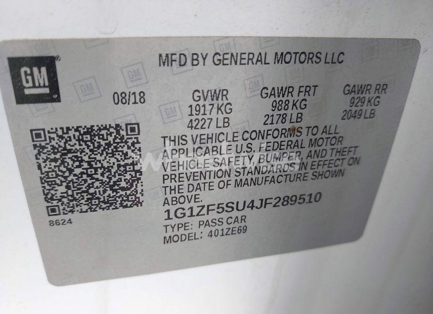 Photo 9 of 2018 Chevrolet Malibu HYBRID (VIN 1G1ZF5SU4JF289510)