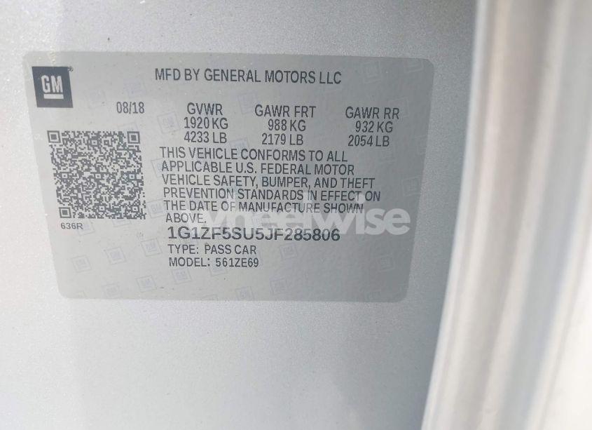 Photo 9 of 2018 Chevrolet Malibu HYBRID (VIN 1G1ZF5SU5JF285806)