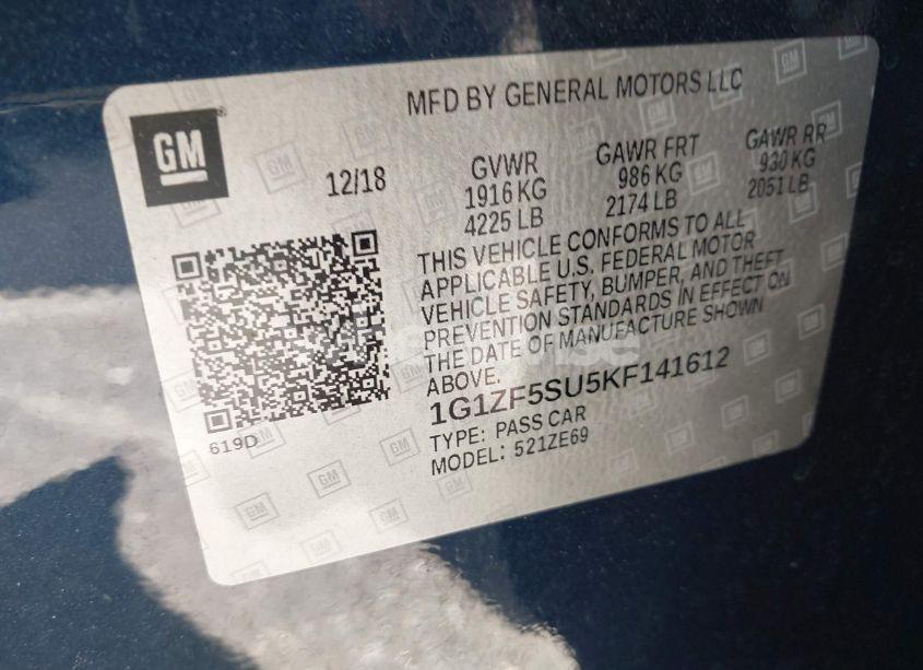 Photo 9 of 2019 Chevrolet Malibu HYBRID (VIN 1G1ZF5SU5KF141612)