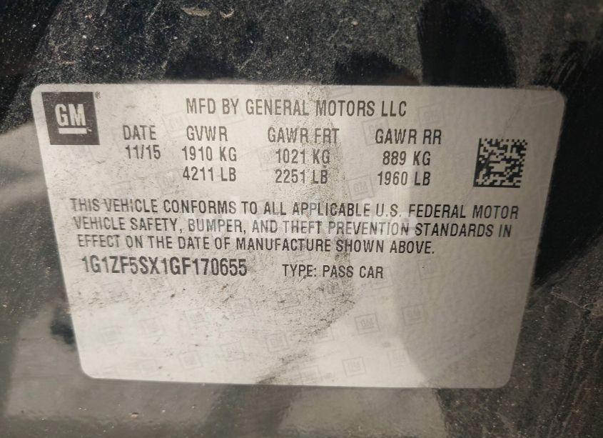 Photo 9 of 2016 Chevrolet Malibu 2LT (VIN 1G1ZF5SX1GF170655)