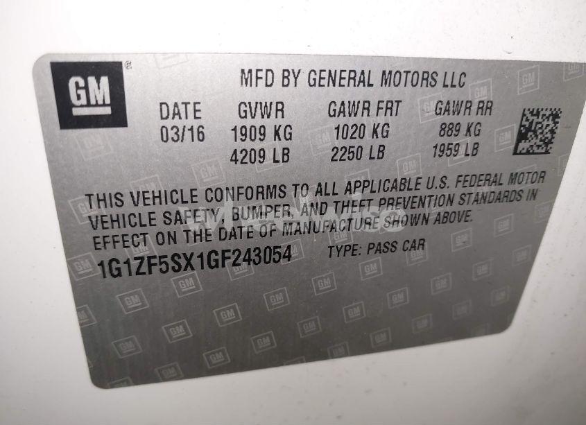 Photo 9 of 2016 Chevrolet Malibu 2LT (VIN 1G1ZF5SX1GF243054)