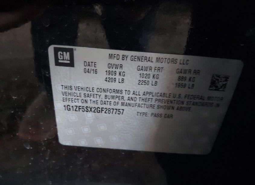 Photo 9 of 2016 Chevrolet Malibu 2LT (VIN 1G1ZF5SX2GF287757)