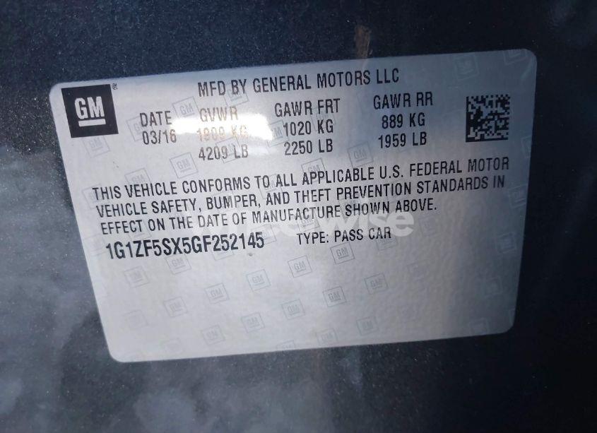 Photo 9 of 2016 Chevrolet Malibu 2LT (VIN 1G1ZF5SX5GF252145)