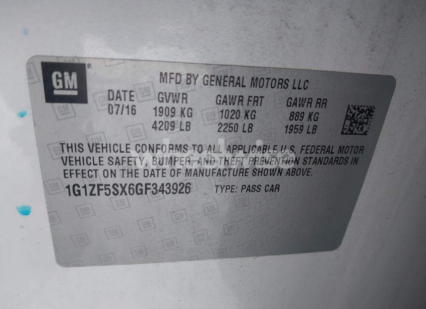 Photo 9 of 2016 Chevrolet Malibu 2LT (VIN 1G1ZF5SX6GF343926)