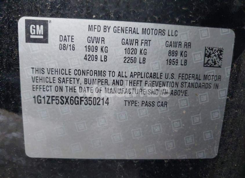 Photo 9 of 2016 Chevrolet Malibu 2LT (VIN 1G1ZF5SX6GF350214)