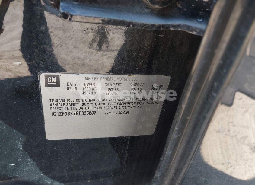 Photo 9 of 2016 Chevrolet Malibu 2LT (VIN 1G1ZF5SX7GF335687)