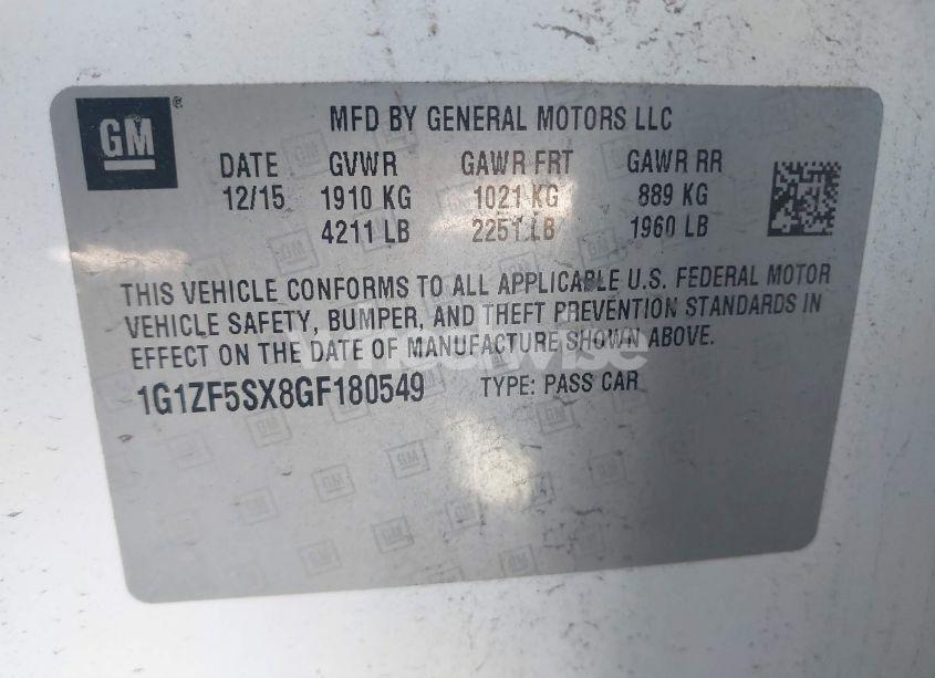 Photo 9 of 2016 Chevrolet Malibu 2LT (VIN 1G1ZF5SX8GF180549)