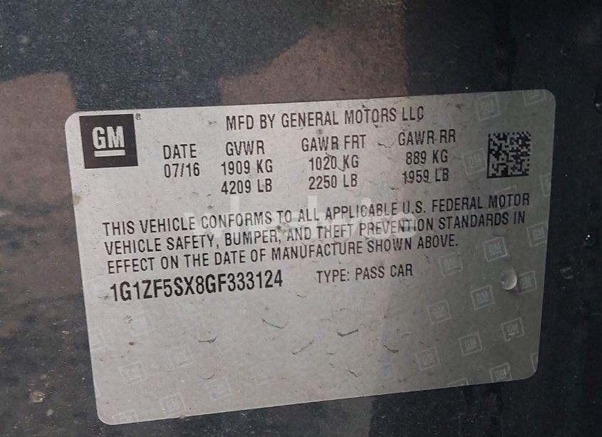 Photo 9 of 2016 Chevrolet Malibu 2LT (VIN 1G1ZF5SX8GF333124)