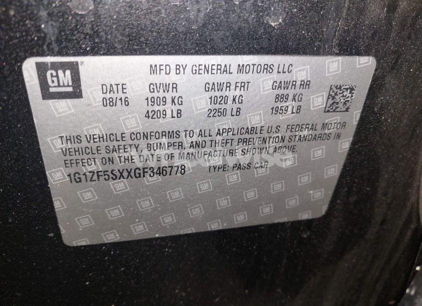 Photo 9 of 2016 Chevrolet Malibu 2LT (VIN 1G1ZF5SXXGF346778)