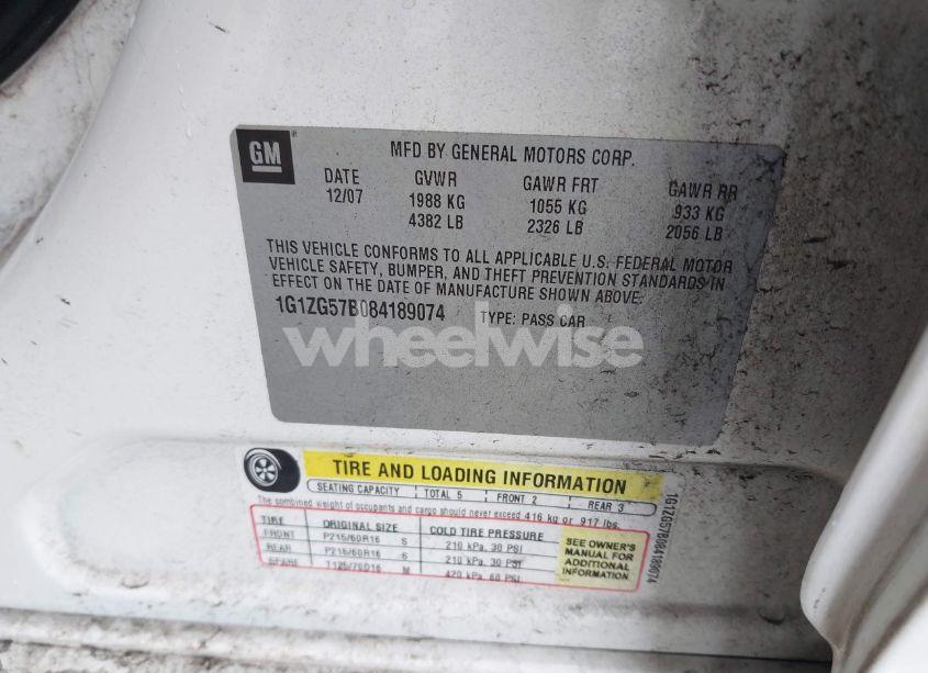 Photo 9 of 2008 Chevrolet Malibu LS (VIN 1G1ZG57B084189074)