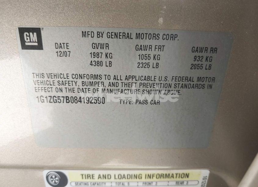 Photo 9 of 2008 Chevrolet Malibu LS (VIN 1G1ZG57B084192590)