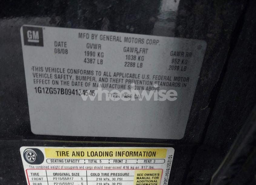 Photo 9 of 2009 Chevrolet Malibu LS (VIN 1G1ZG57B094134545)