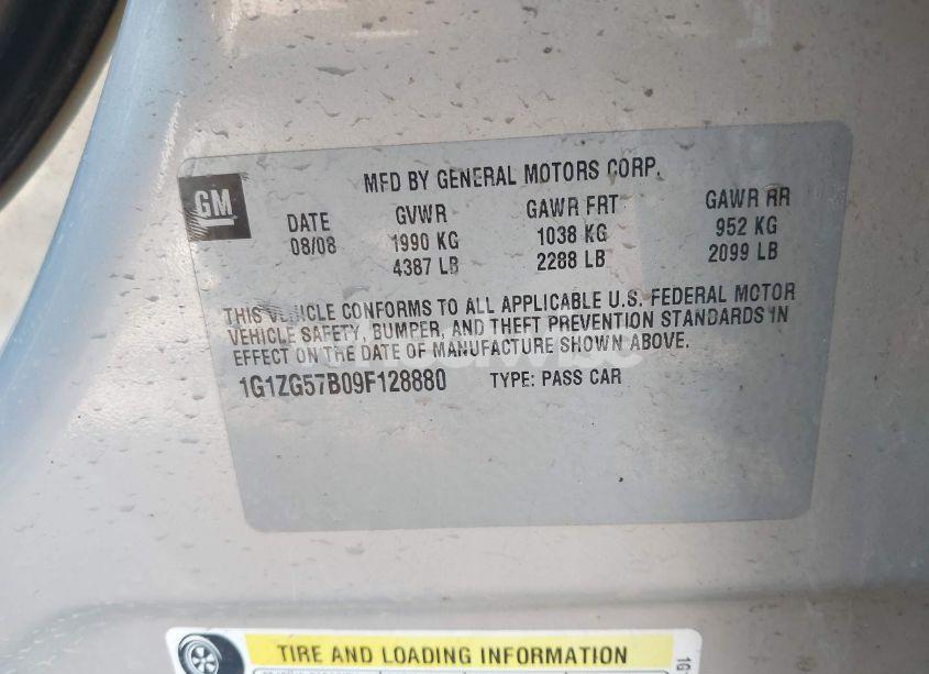 Photo 9 of 2009 Chevrolet Malibu LS (VIN 1G1ZG57B09F128880)