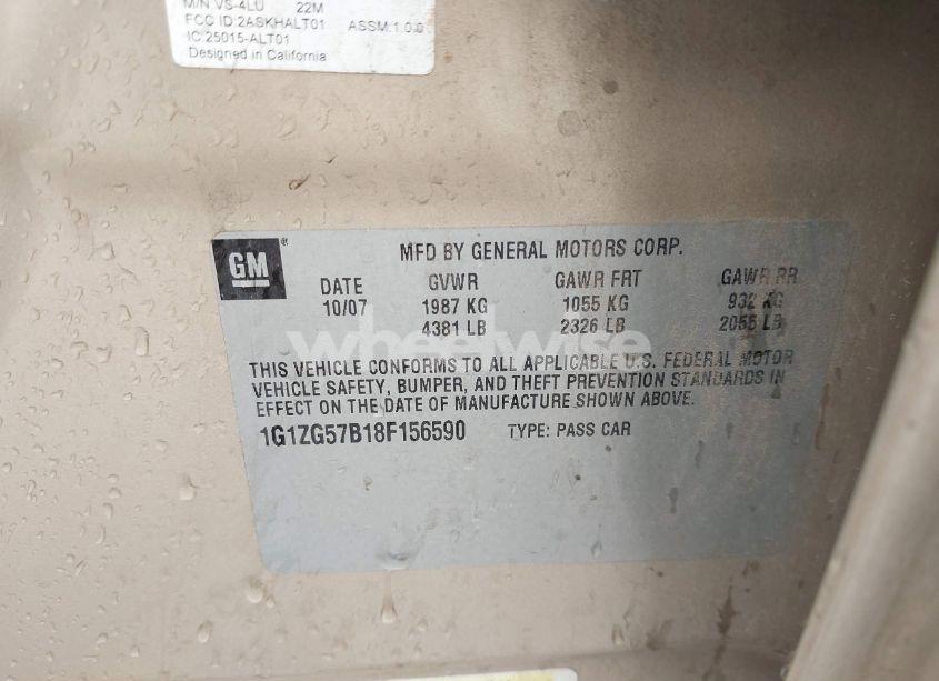 Photo 9 of 2008 Chevrolet Malibu LS (VIN 1G1ZG57B18F156590)