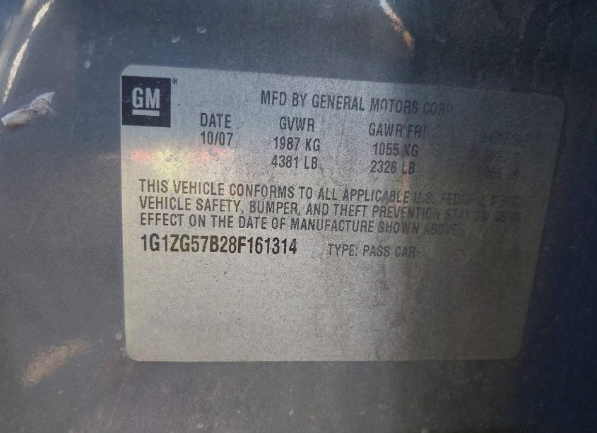 Photo 9 of 2008 Chevrolet Malibu LS (VIN 1G1ZG57B28F161314)