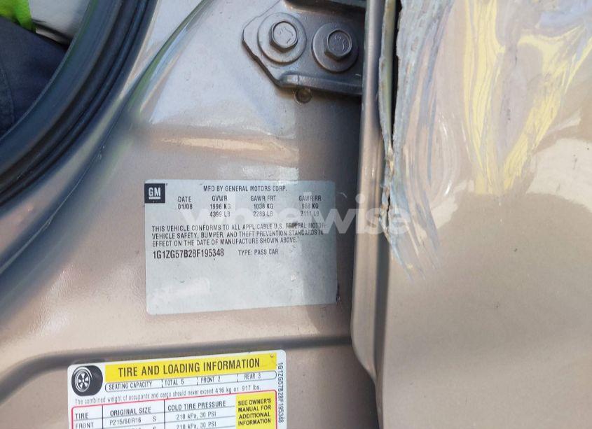 Photo 9 of 2008 Chevrolet Malibu LS (VIN 1G1ZG57B28F195348)