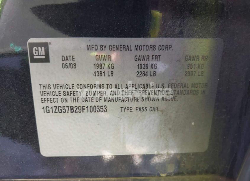 Photo 9 of 2009 Chevrolet Malibu LS (VIN 1G1ZG57B29F100353)